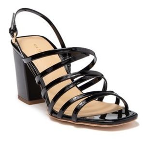New Via Spiga Black Square Toe Sandals